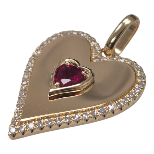 Yellow Gold Heart Ruby Pendant