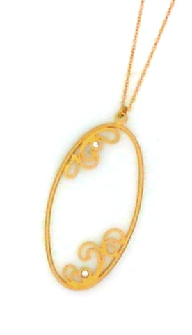 Yellow Gold Satin/Polish Diamond Swirl Pendant