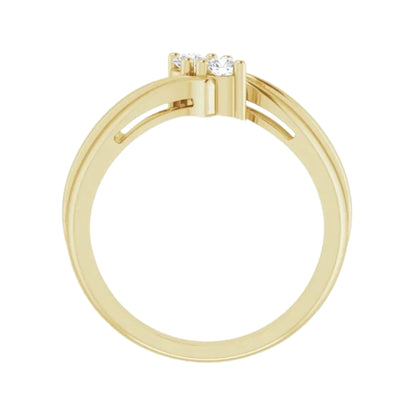 Yellow Gold Round Diamond 2 Stone Ring