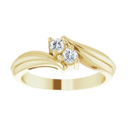 Yellow Gold Round Diamond 2 Stone Ring