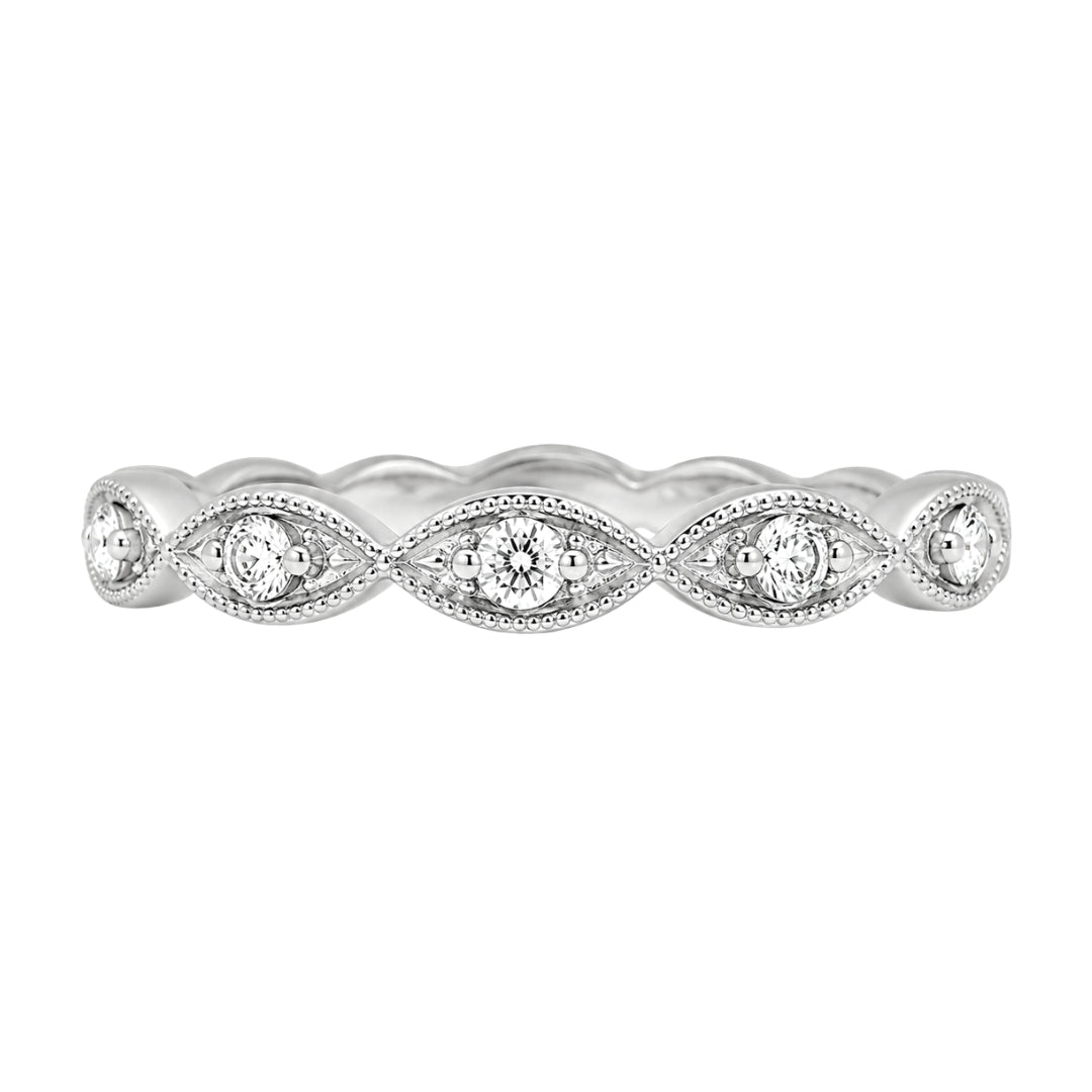 White Gold Vintage Style Round Diamond Ring