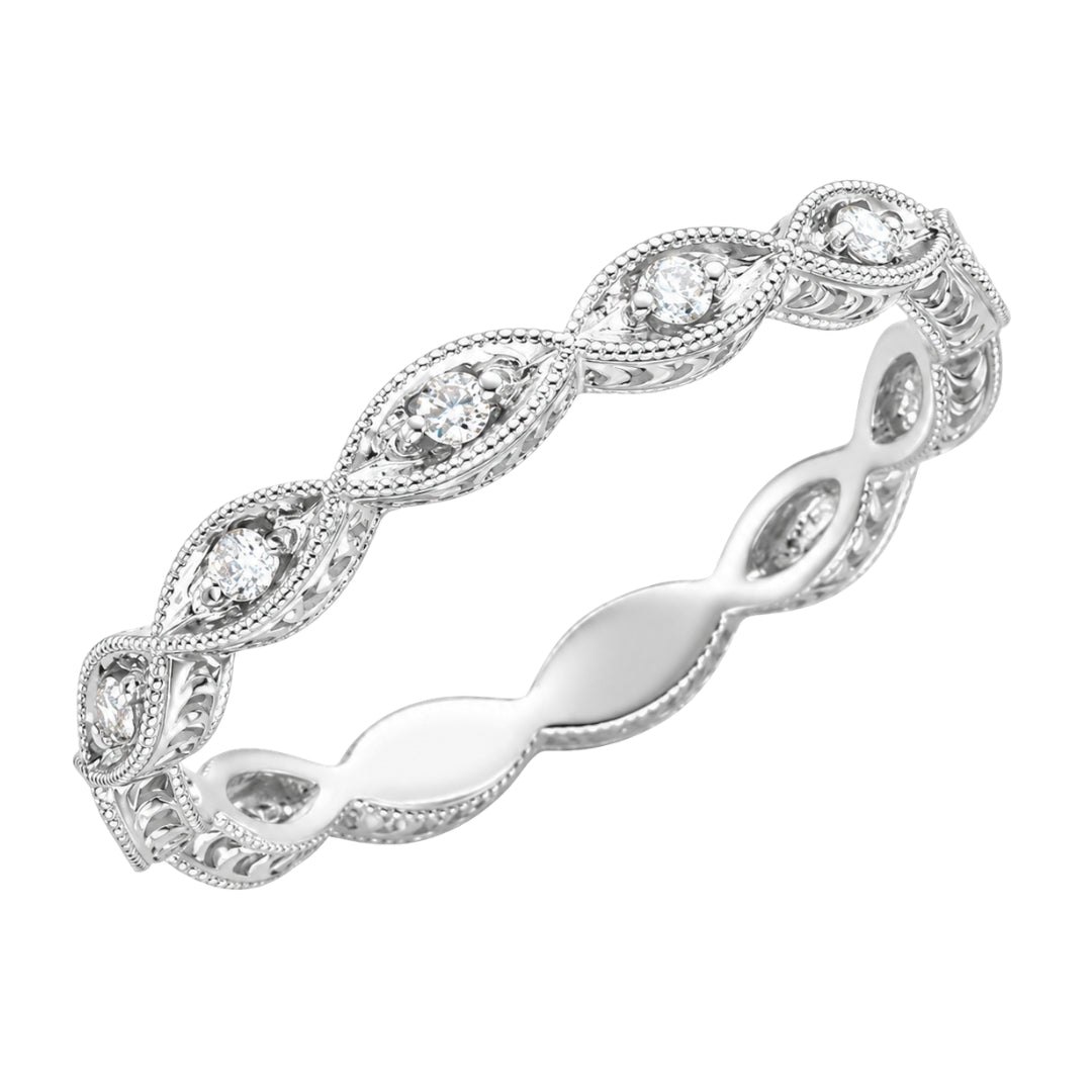 White Gold Vintage Style Round Diamond Ring