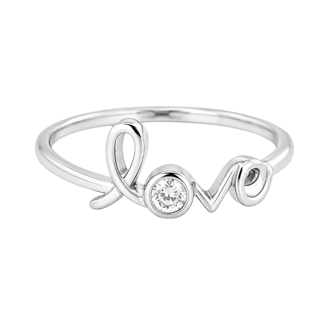White Gold Round Diamond Love Ring