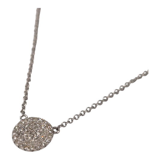 White Gold Pave Diamond Circle Necklace