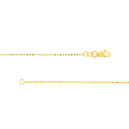 Yellow Gold Diamond Cut Beaded Chain Necklace