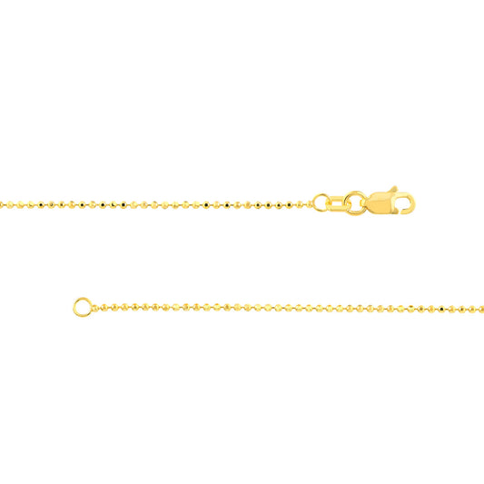 Yellow Gold Diamond Cut Beaded Chain Necklace