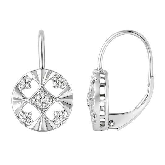 White Gold Round Diamond Openwork Earrings