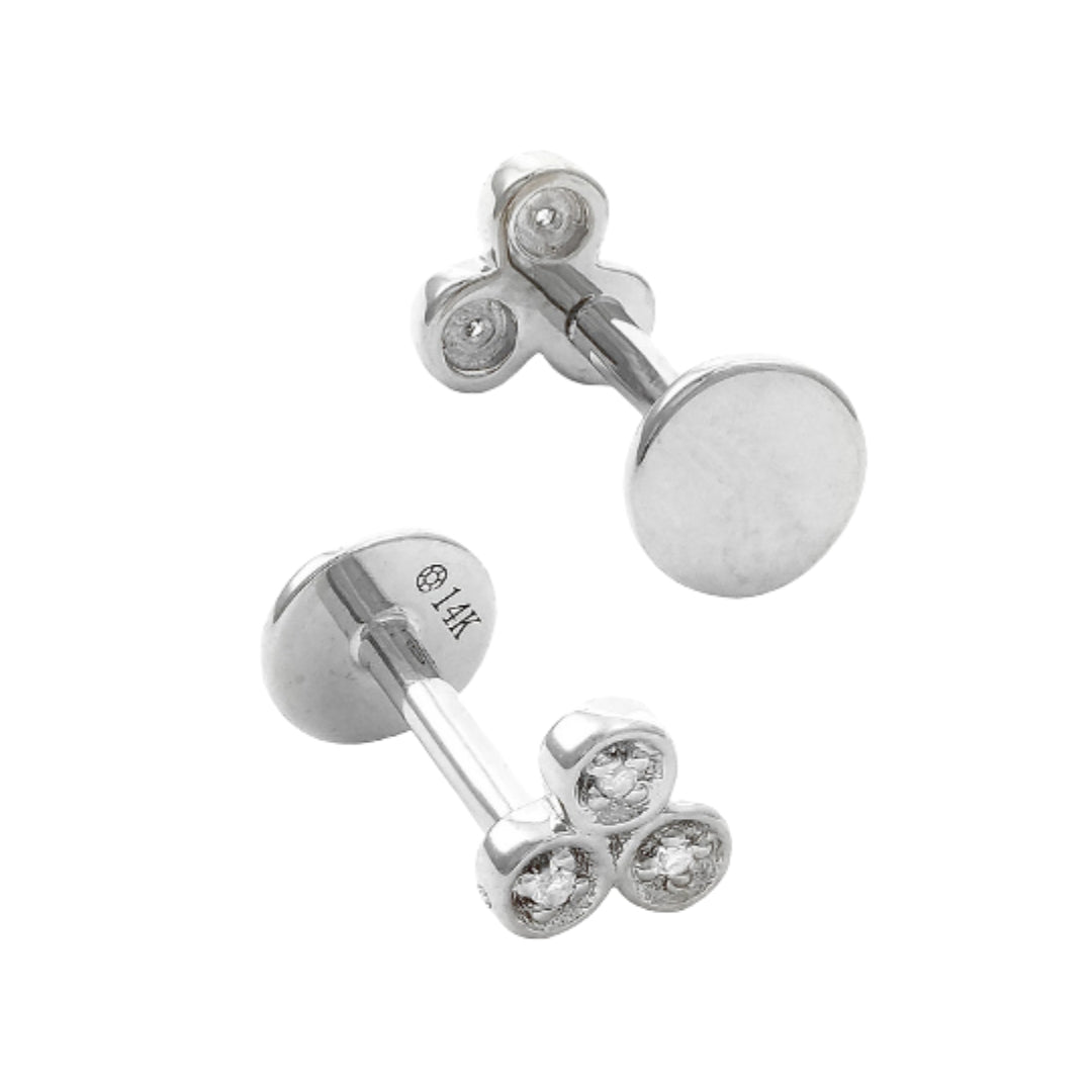 White Gold Screw Flatback Diamond Earrings