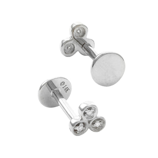 White Gold Screw Flatback Diamond Earrings
