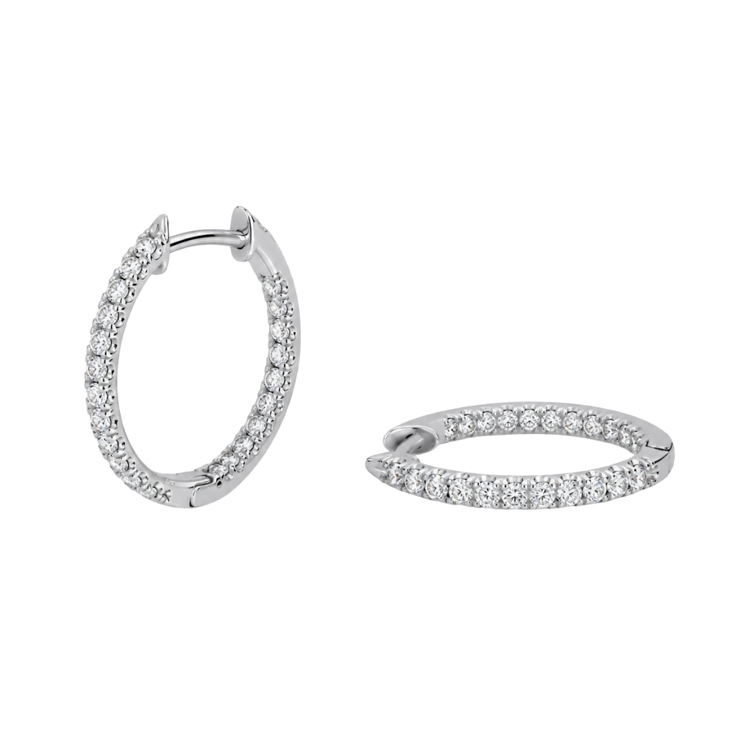 White Gold Diamond Oval Hoops