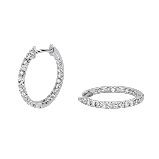 White Gold Diamond Oval Hoops