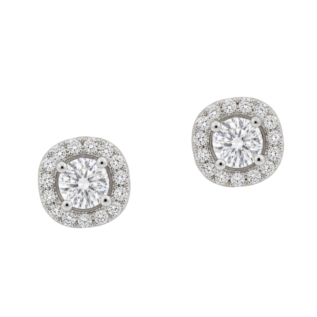 White Gold Halo Diamond Studs