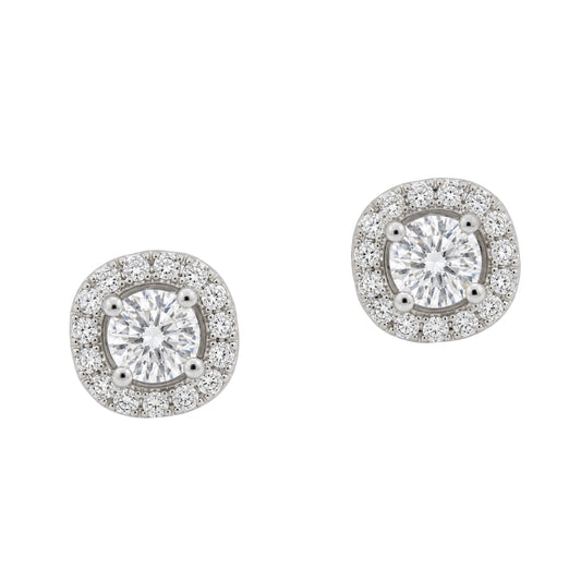 White Gold Halo Diamond Studs