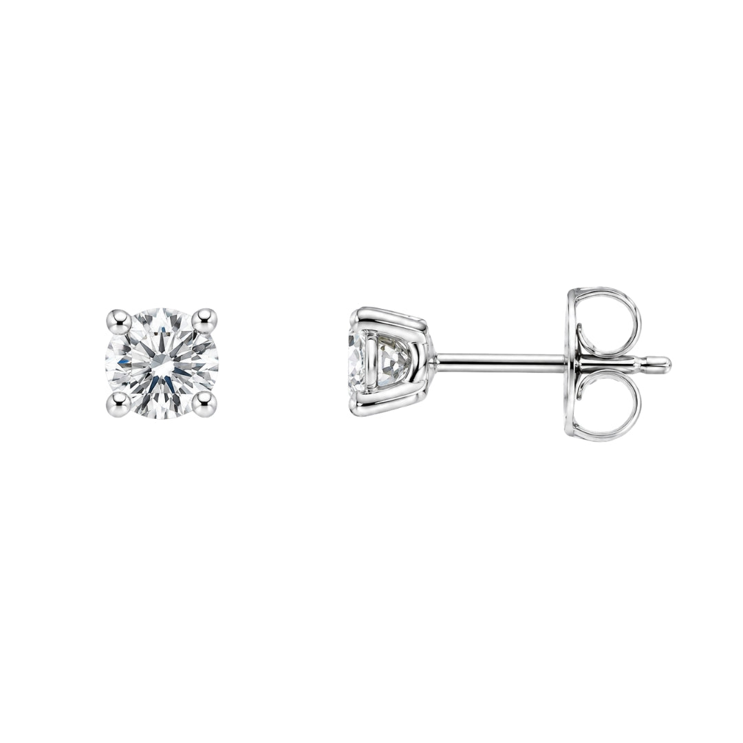 White Gold Round Diamond Studs