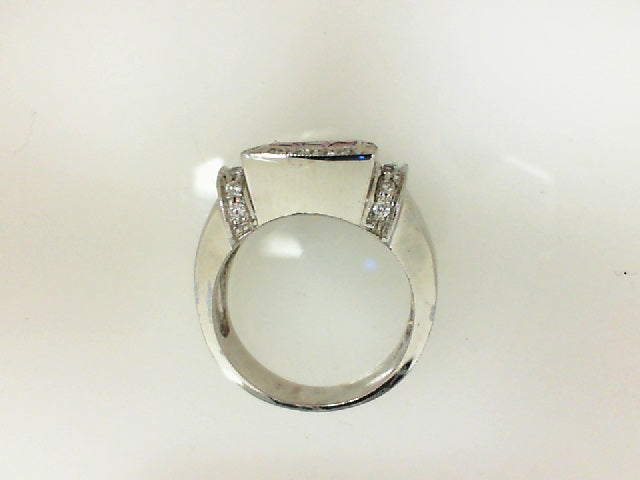 White Gold Square Cushion Sapphire Geometric Ring