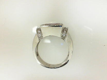 White Gold Square Cushion Sapphire Geometric Ring