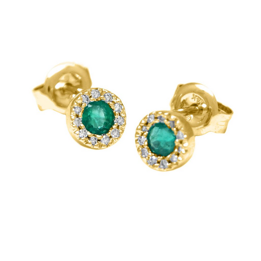 Yellow Gold Green Stone Earrings