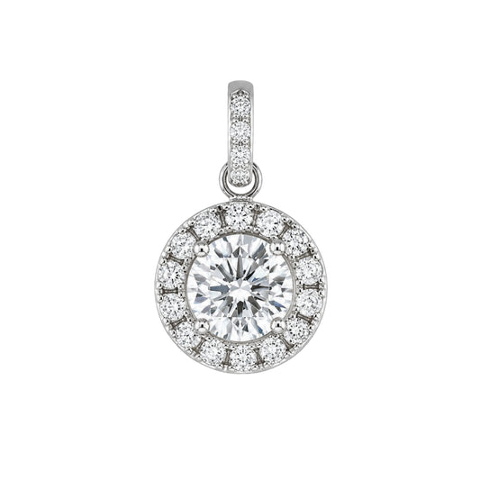 White Gold Round Diamond Cluster Pendant