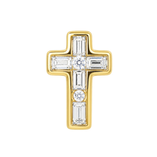 Yellow Gold Baguette Diamond Cross Pendant