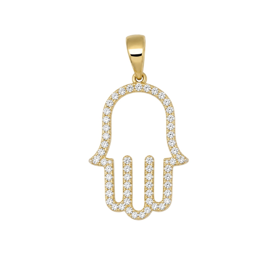 Yellow Gold Diamond Hamsa Pendant