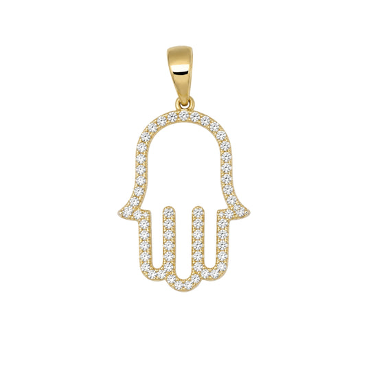 Yellow Gold Diamond Hamsa Pendant