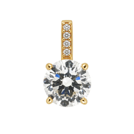 Yellow Gold Round Lab Diamond and Moissanite Pendant