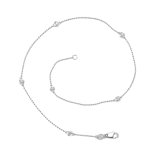 White Gold Diamond Station Anklet