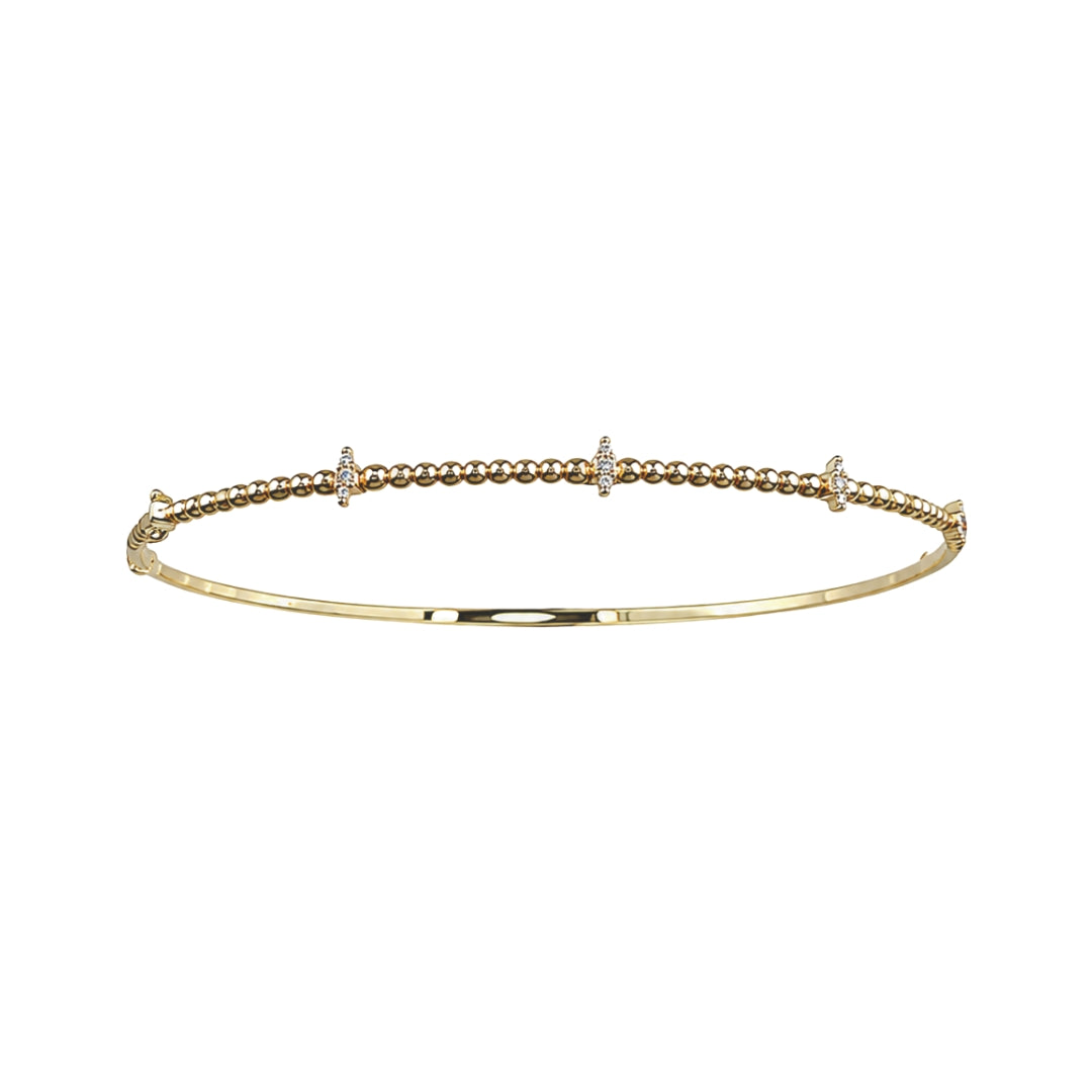 Yellow Gold Flexible Diamond Bangle Bracelet