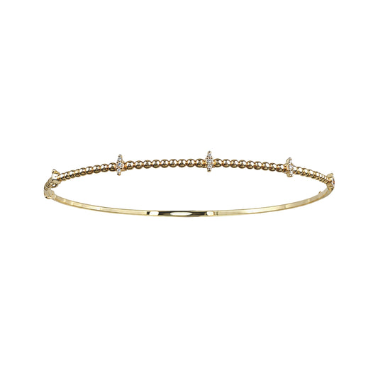 Yellow Gold Flexible Diamond Bangle Bracelet