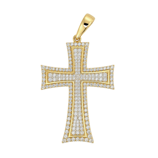 Yellow Gold Round Diamond Cross Charm