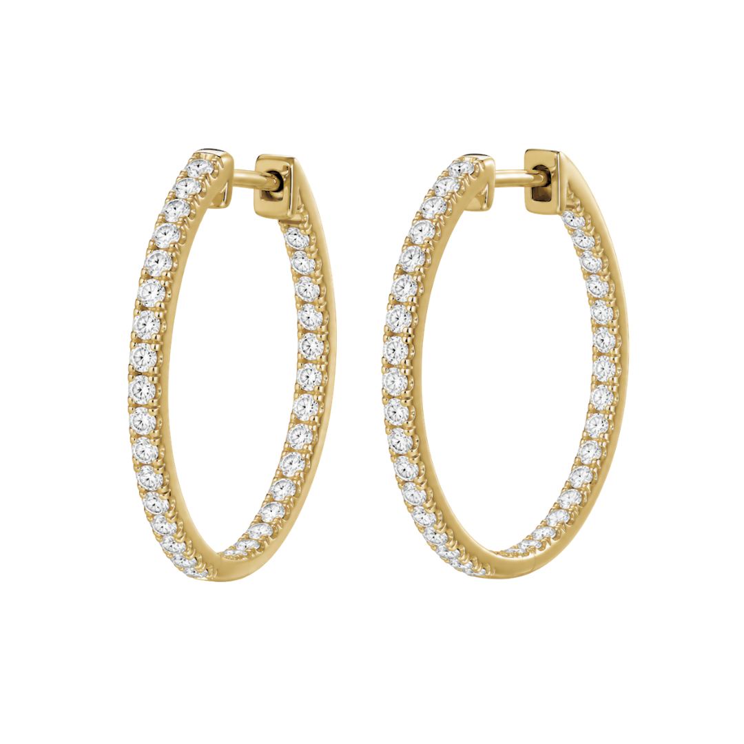 Yellow Gold Diamond Oval Hoops