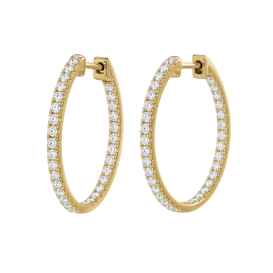Yellow Gold Diamond Oval Hoops