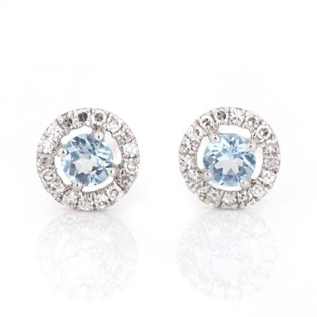 December Birthstone Blue Topaz and Diamond Studs