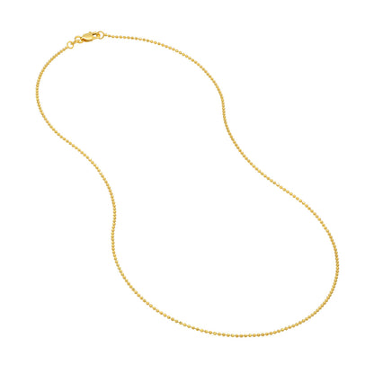 Yellow Gold Diamond Cut Beaded Chain Necklace