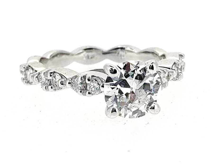 White Gold Scalloped Diamond Engagement Ring