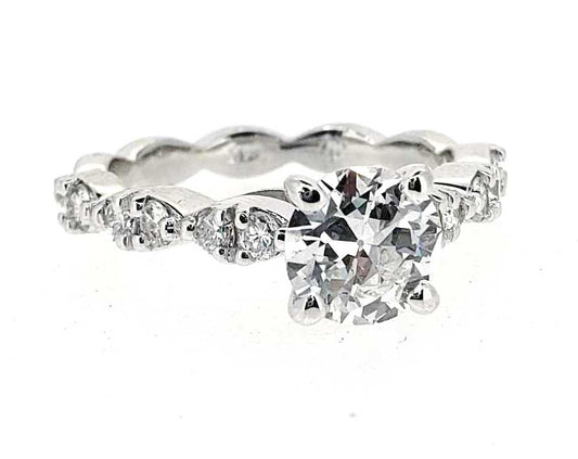 White Gold Scalloped Diamond Engagement Ring