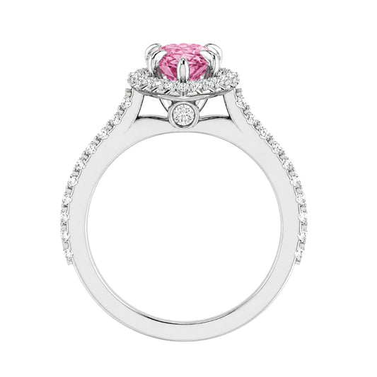 White Gold Pear Morganite Halo Ring