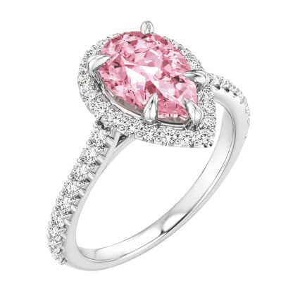 White Gold Pear Morganite Halo Ring