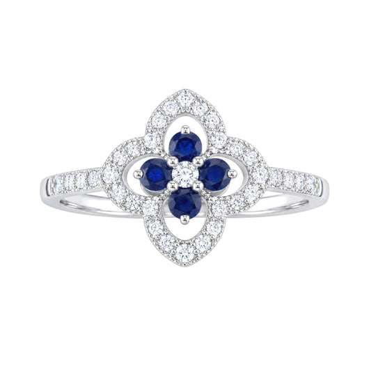White Gold Sapphire Floral Ring