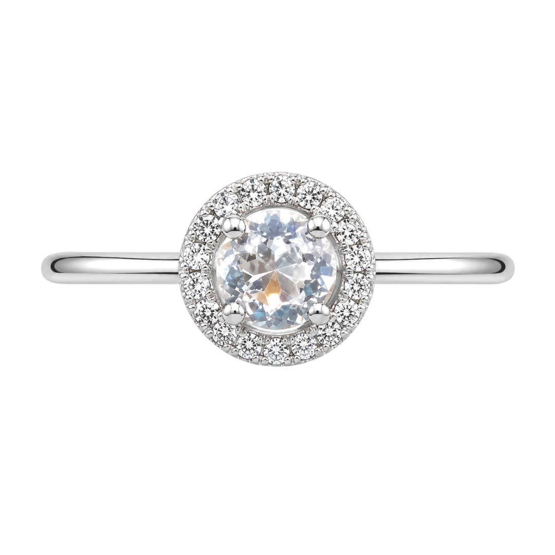 White Gold Topaz and Diamond Birthstone Halo Ring