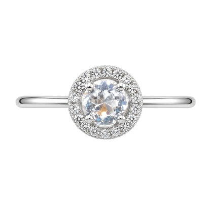 White Gold Topaz and Diamond Birthstone Halo Ring