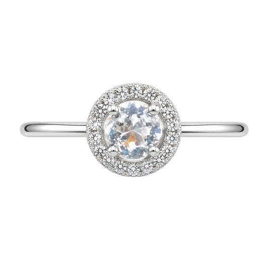 White Gold Topaz and Diamond Birthstone Halo Ring