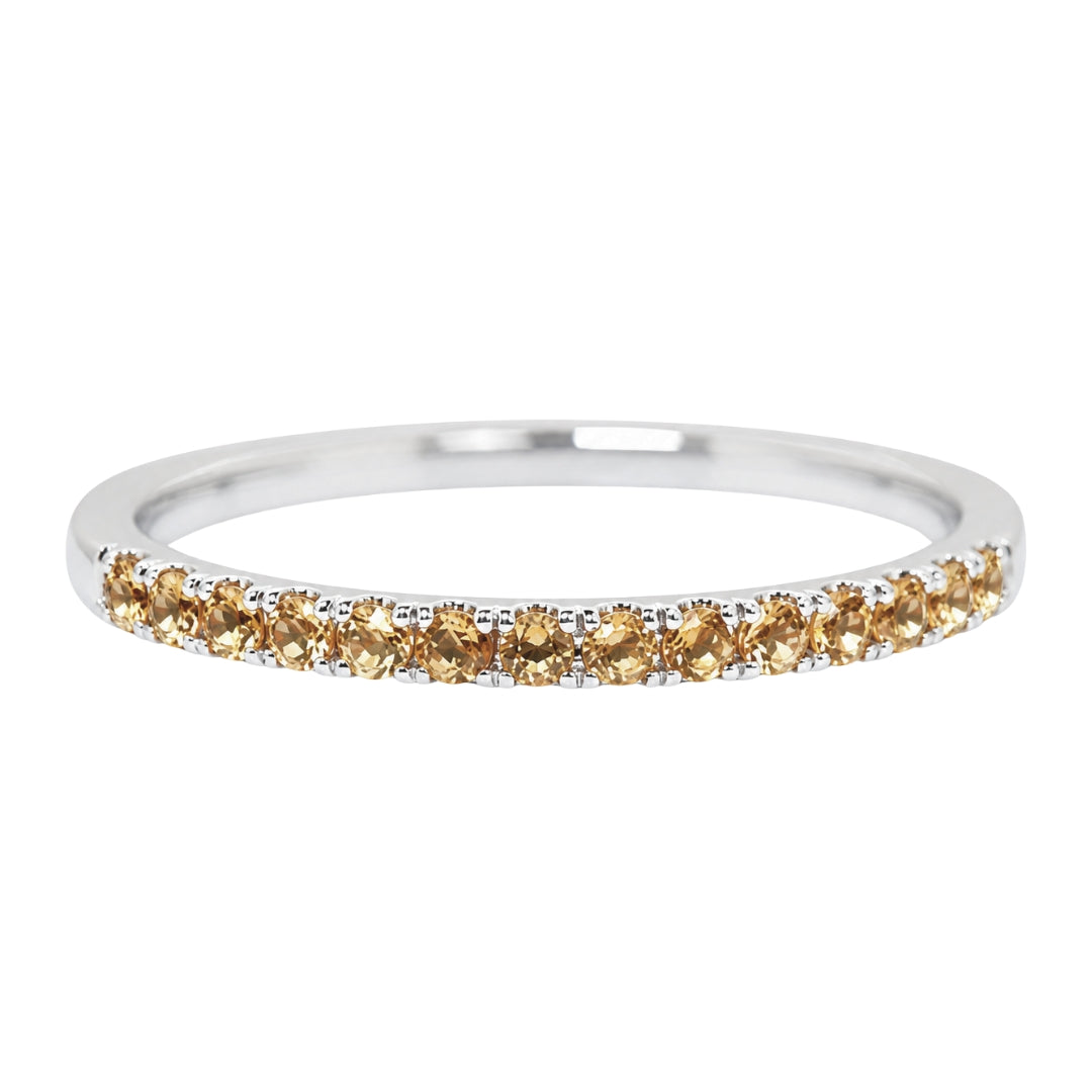 White Gold Round Citrine Stacking Band