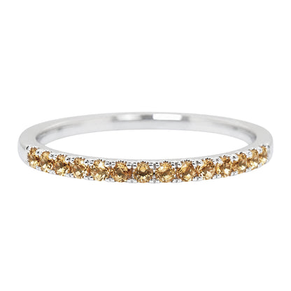 White Gold Round Citrine Stacking Band