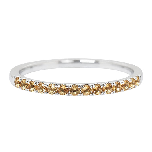 White Gold Round Citrine Stacking Band