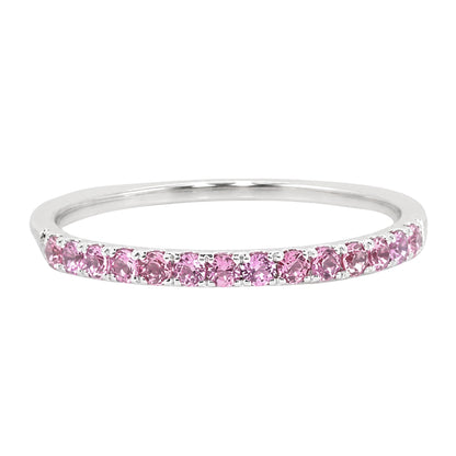 White Gold Round Pink Tourmaline Stacking Band