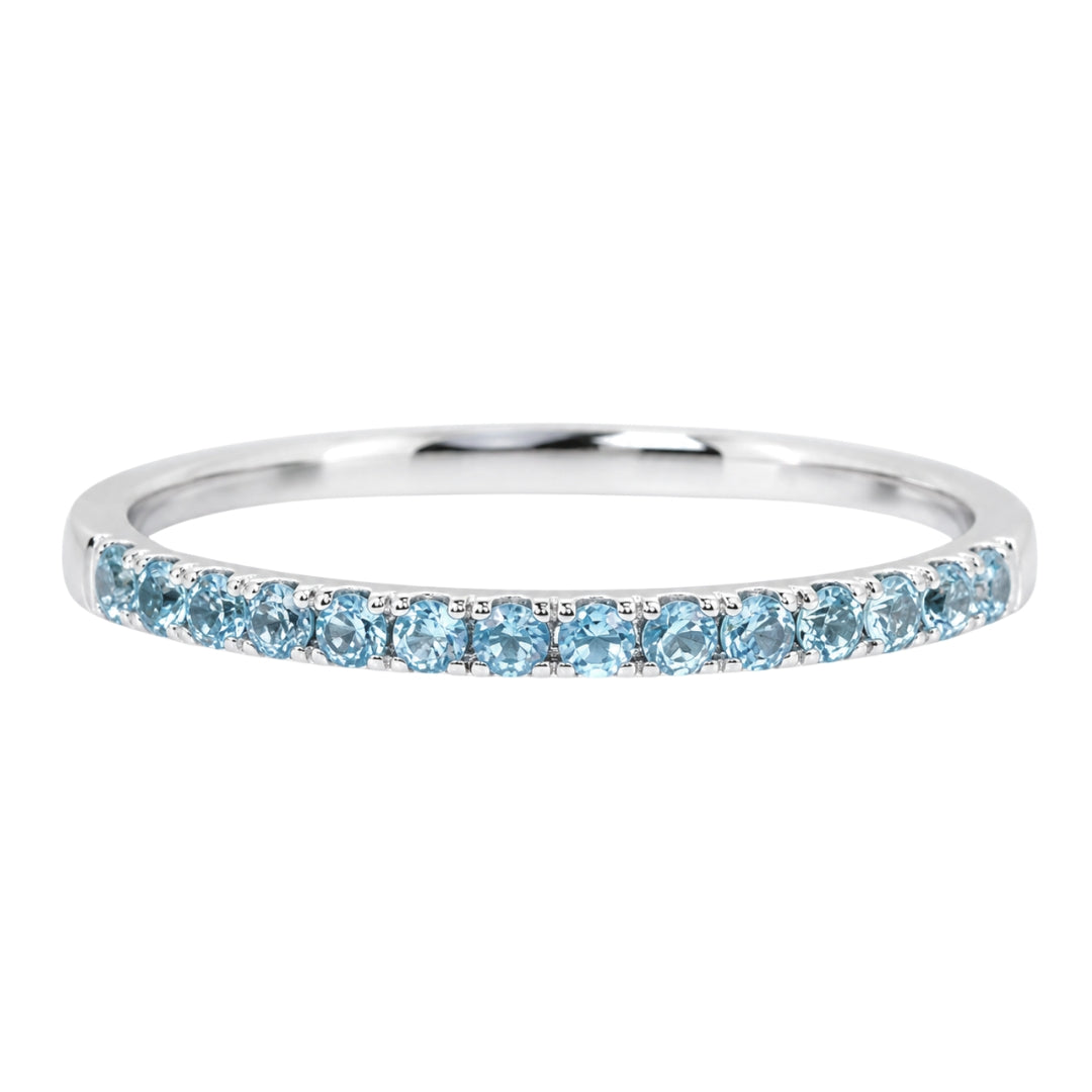 White Gold Round Blue Topaz Stacking Band