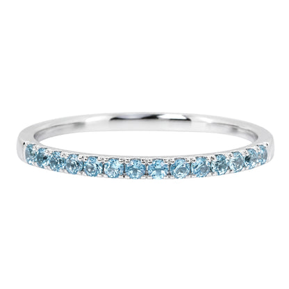 White Gold Round Blue Topaz Stacking Band
