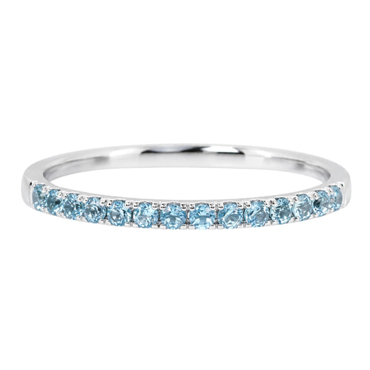 White Gold Round Blue Topaz Stacking Band