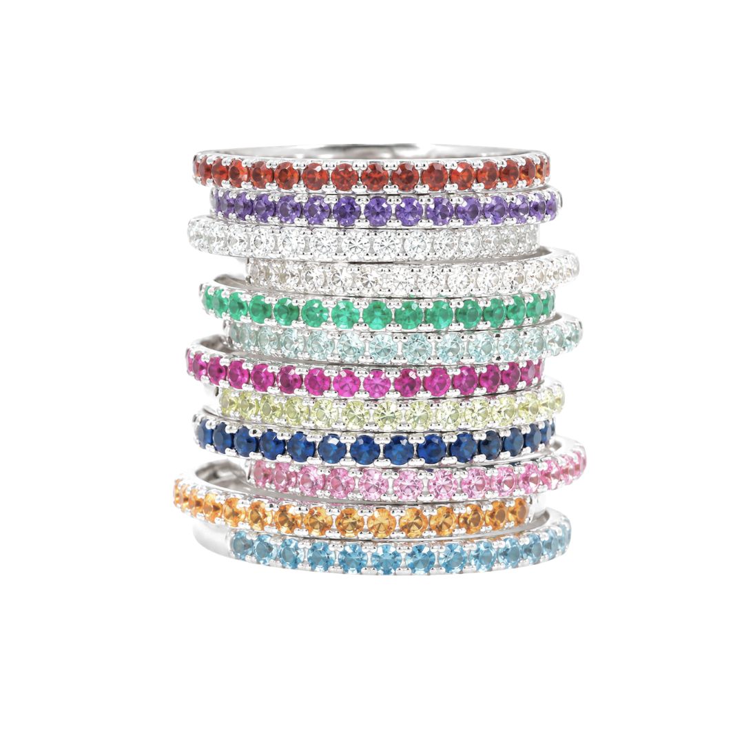 White Gold Round Alexandrite Stacking Band